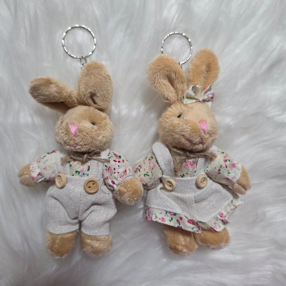 Mr. and Mrs. Bunny Rabbit Keychain Set